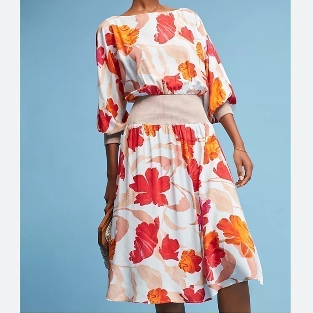 🌺ANTHROPOLOGIE🌸 MAEVE GEMMA FLORAL SUMMER DRESS SIZE XS - Picture 1 of 9